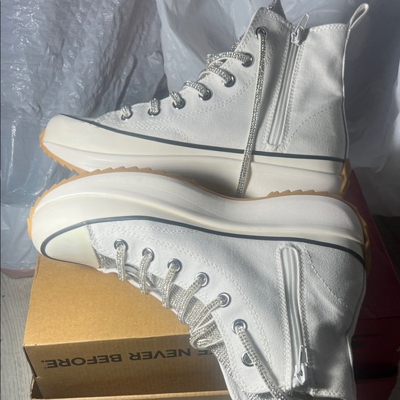 Steve Madden Shaft Rhinestones embellished  High-Top Platform Sneakers. Size 10M - Picture 8 of 11